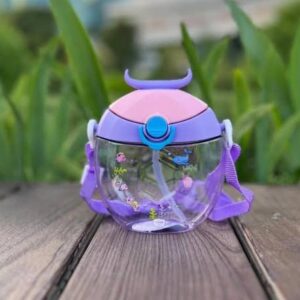 Kids Water Sipper Bottle with Shoulder Strap - Leak-Resistant Character Sipper