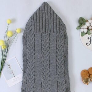 hooded baby swaddle blanket grey