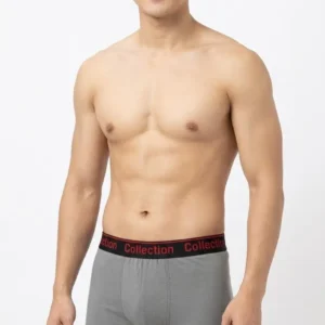 Men's Grey Cotton Boxer Briefs - Soft Elastic Waistband (S to XL)