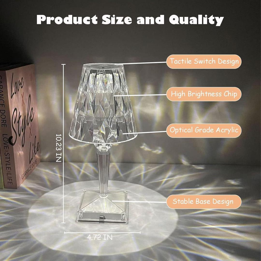 rechargeable crystal rgb table lamp - view 2