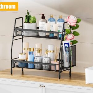 black 2 tier kitchen organizer rack
