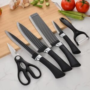 6 piece black kitchen knife set