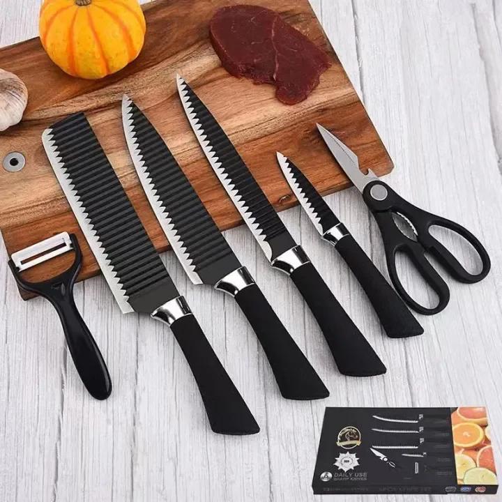 6 piece black kitchen knife set - view 2