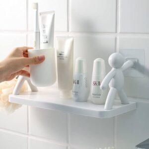 white bathroom wall shelf