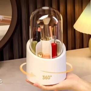 360 rotating makeup brush organizer